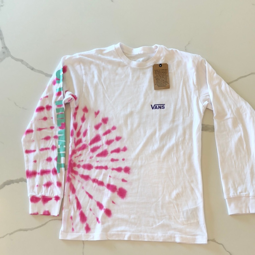 Vans off the wall small white tie dye long sleeve